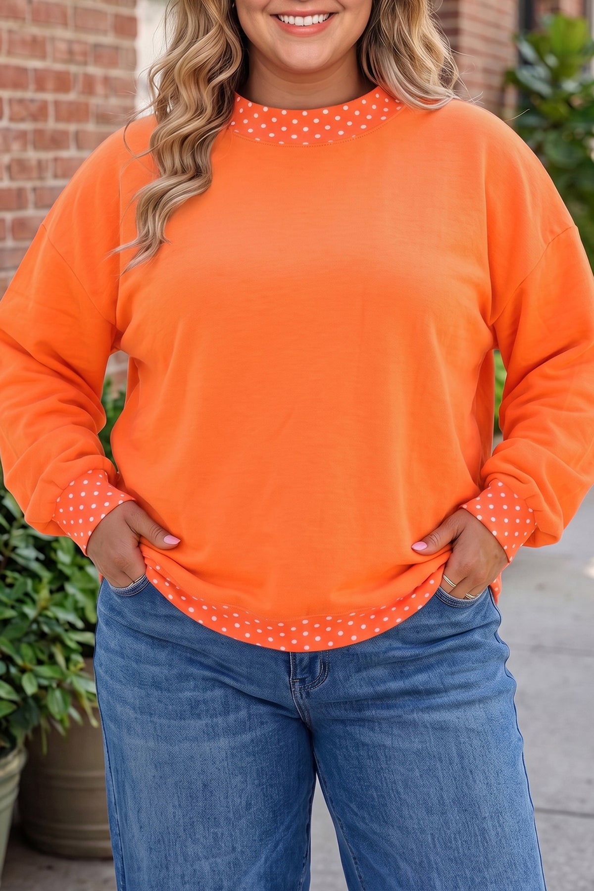 Red Polka Dot Plus Size Sweatshirt