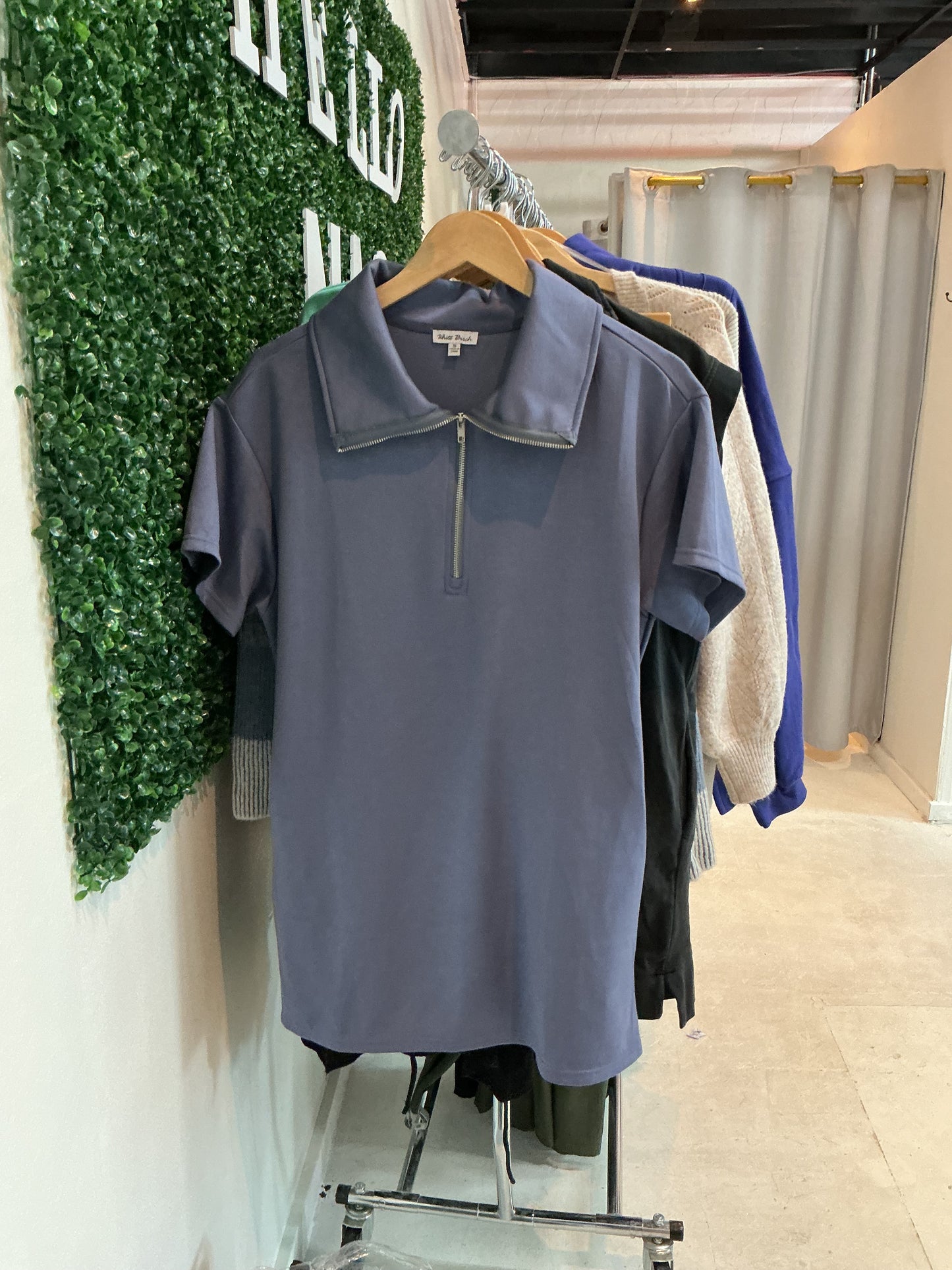 Blue sweatshirt Dress 1/4 zip