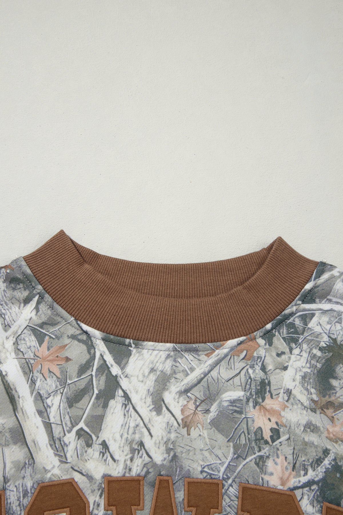 Gray Western Camo Letter Print Baggy Pullover Sweatshirt