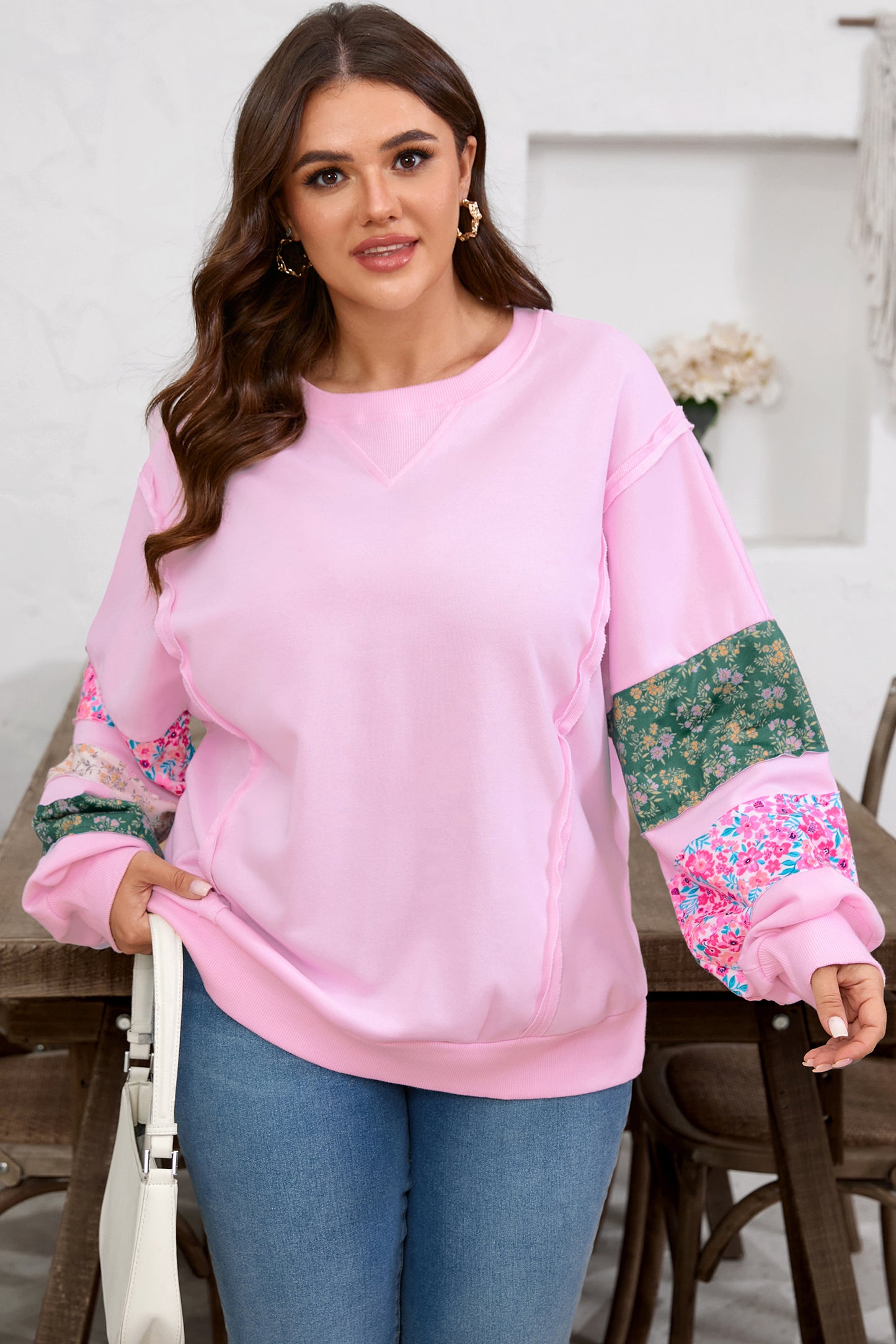 Garden Party Pink Sweatshirt (Plus Size)