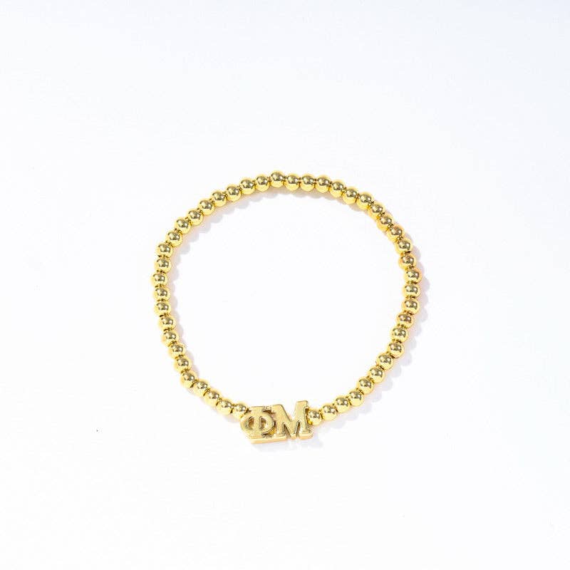 Sorority: Gold Beaded Bracelet with Greek Letters