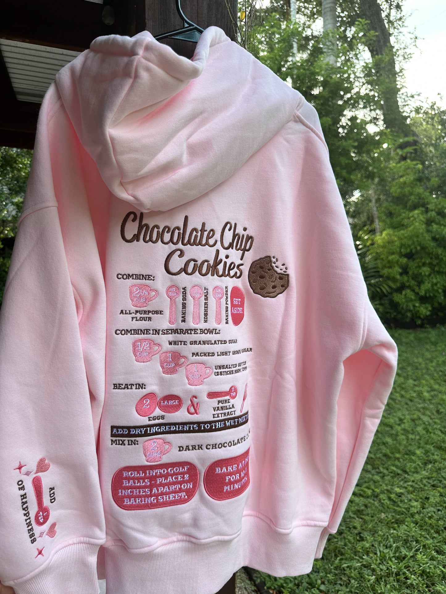 Light Pink Chocolate Chip Cookie Recipe Embroider Hoodie: Light Pink / Medium