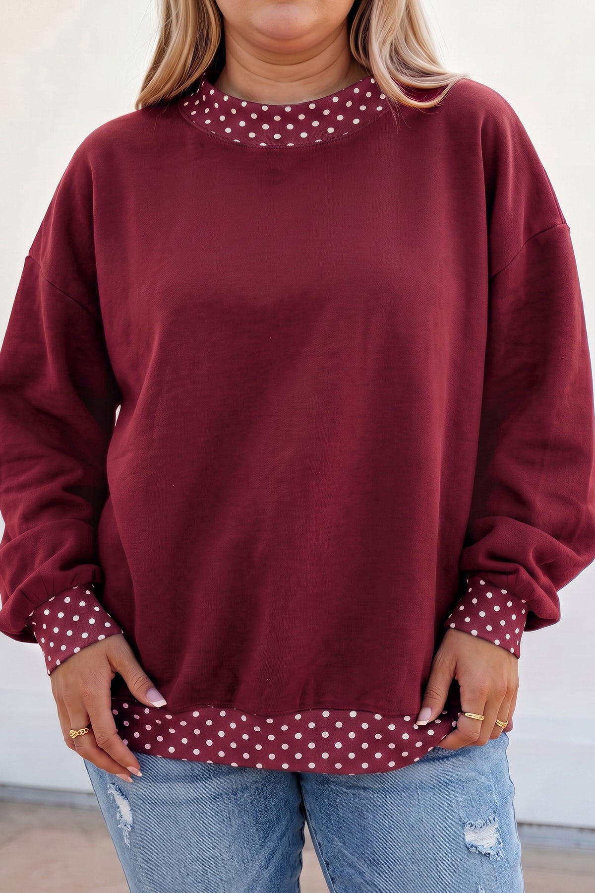 Red Polka Dot Plus Size Sweatshirt