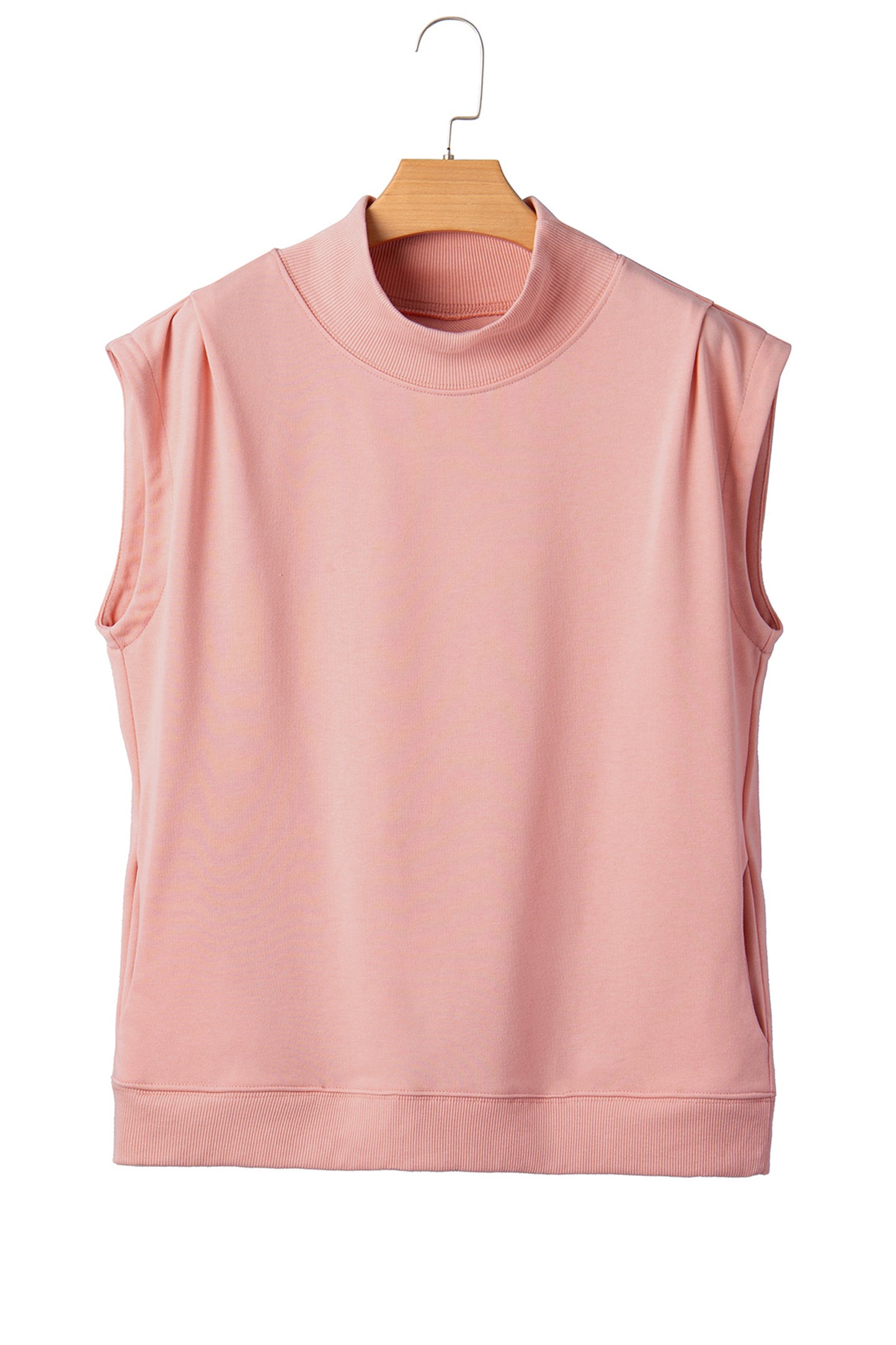 Orange Solid Color High Neck Cap Sleeve Loose Top