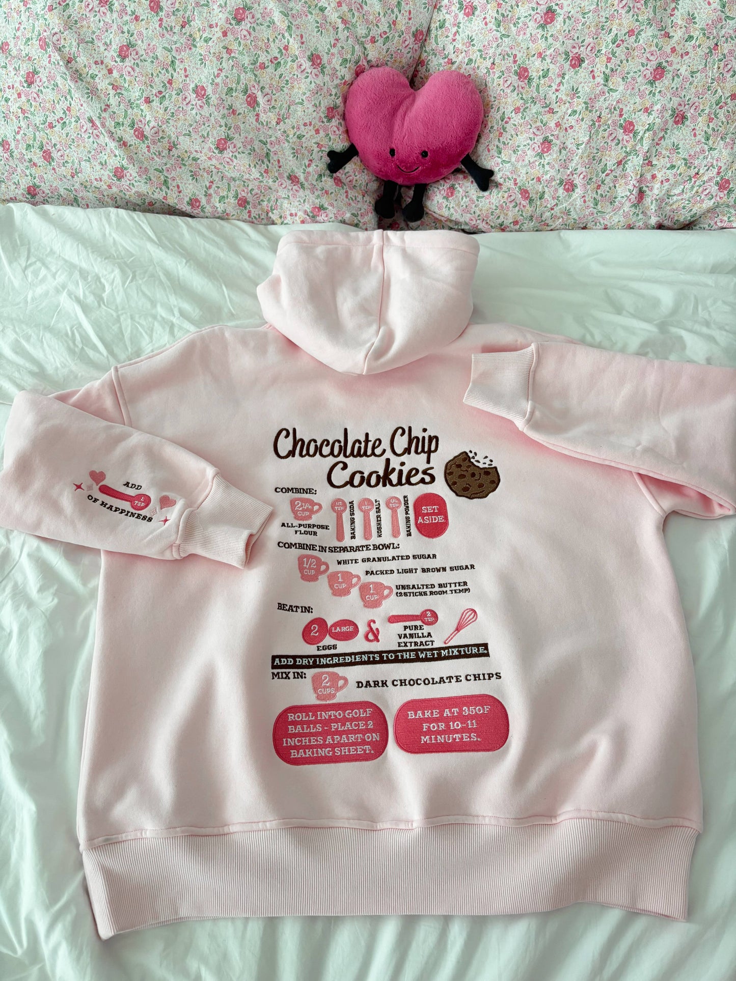 Light Pink Chocolate Chip Cookie Recipe Embroider Hoodie: Light Pink / Medium