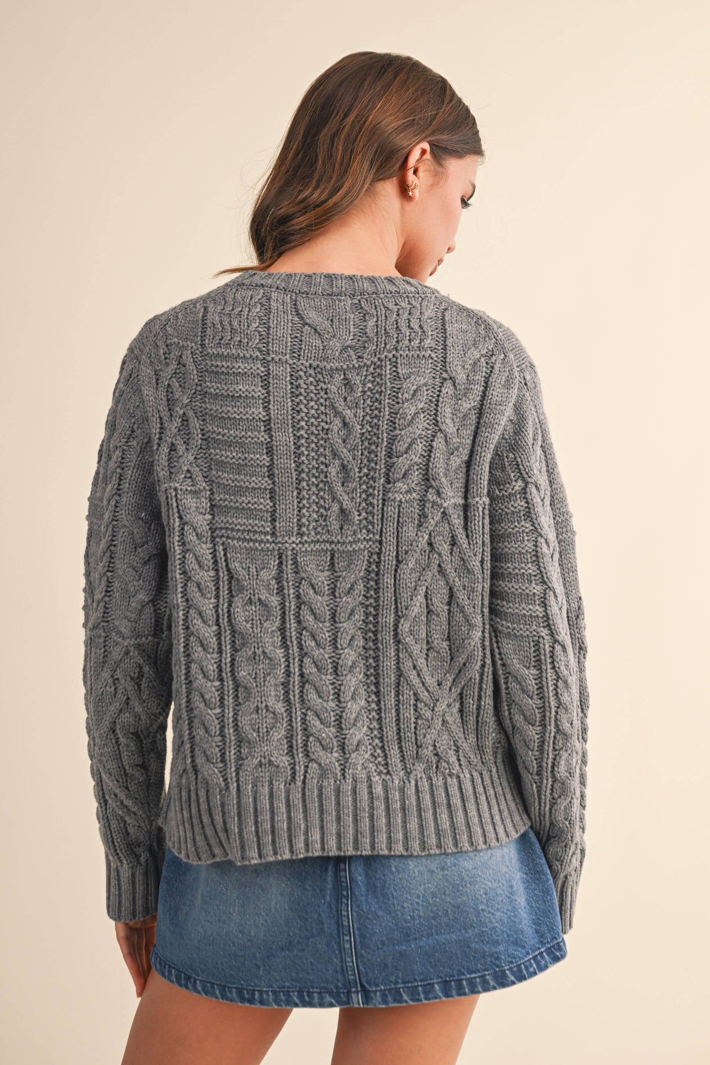 IT4473 USA FLAG CABLE KNIT SWEATER