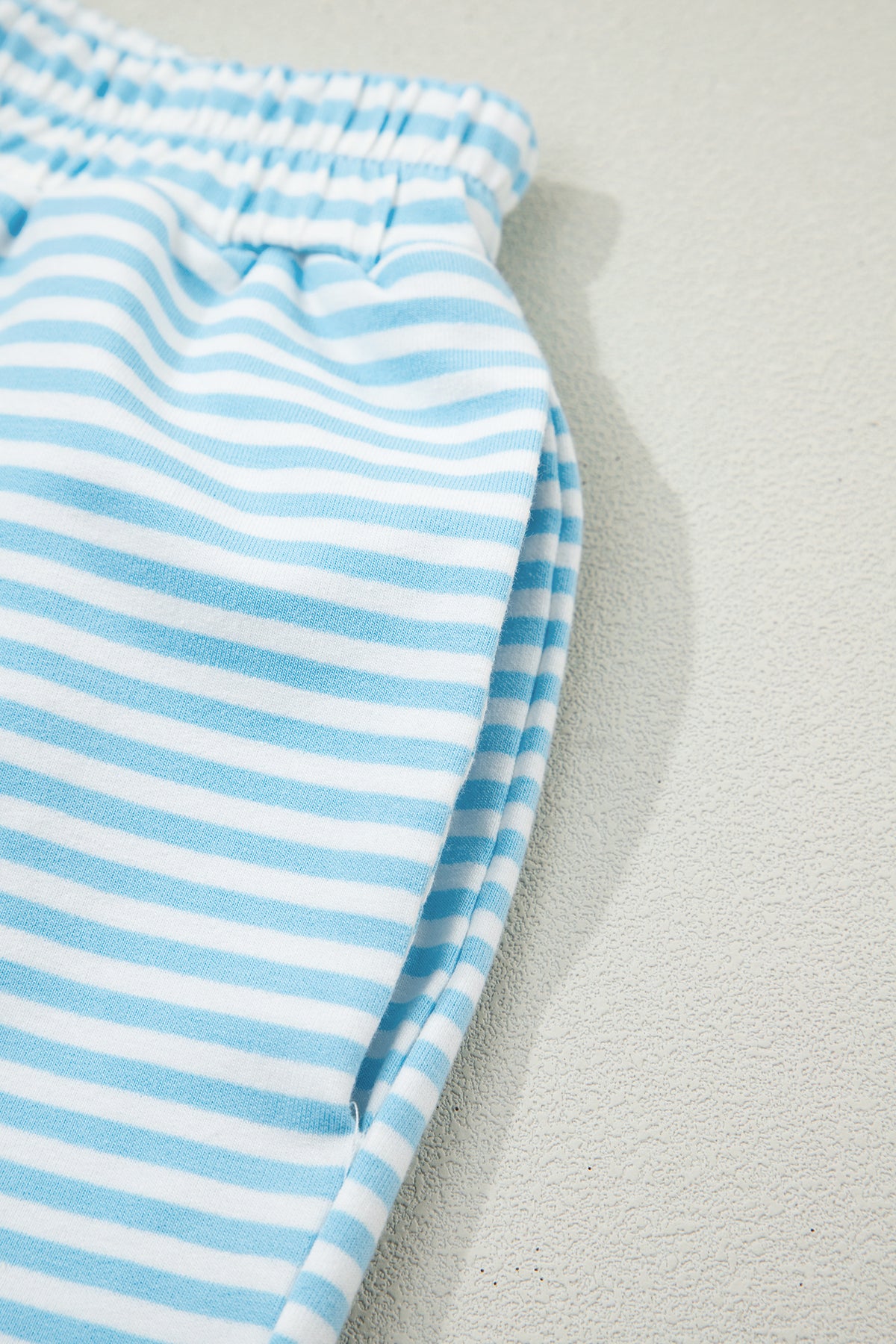 Oversize Striped Mock Neck Sweatshirt and Shorts Set