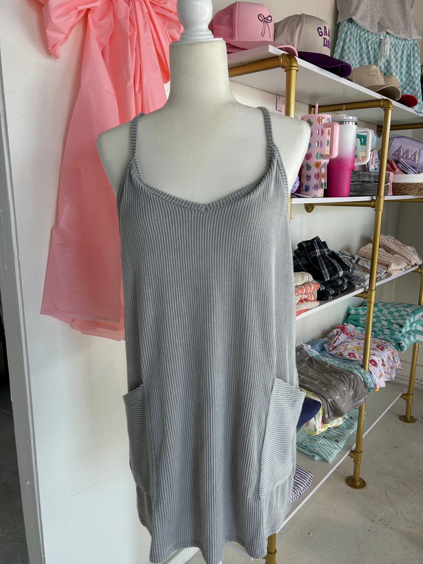 Gray ribbed romper