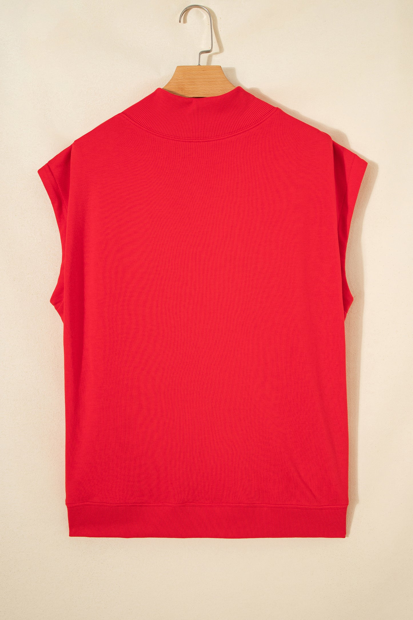 Orange Solid Color High Neck Cap Sleeve Loose Top