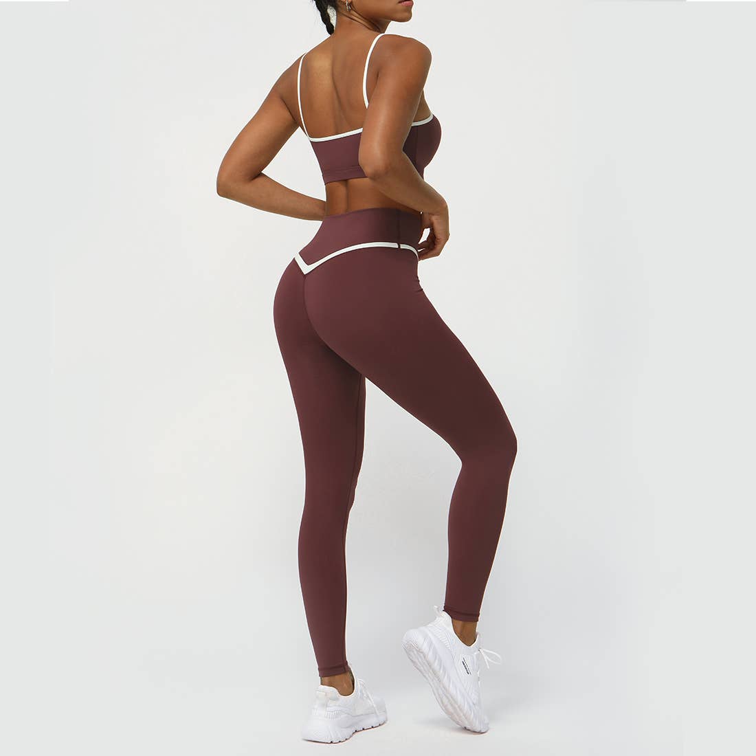 Colorblocked Women Yoga Active Set: Navy Blue / L