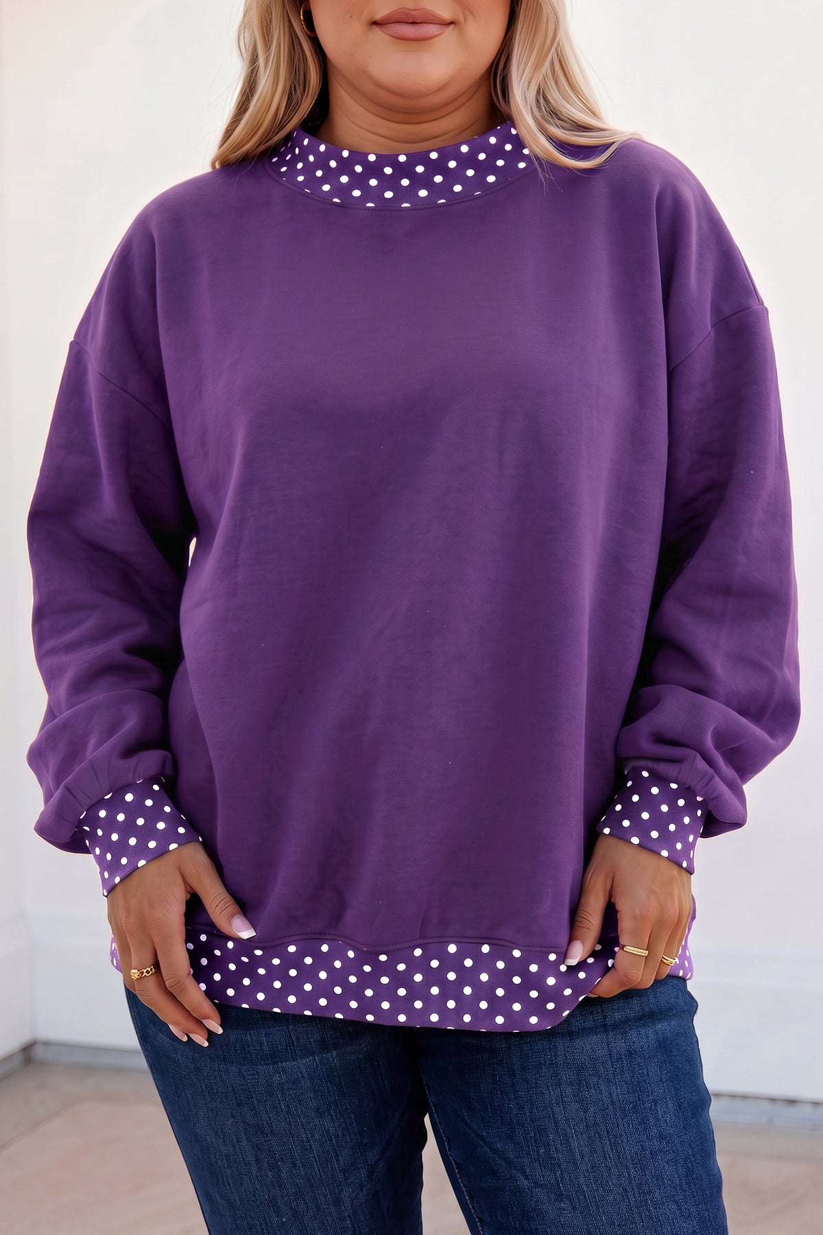 Red Polka Dot Plus Size Sweatshirt