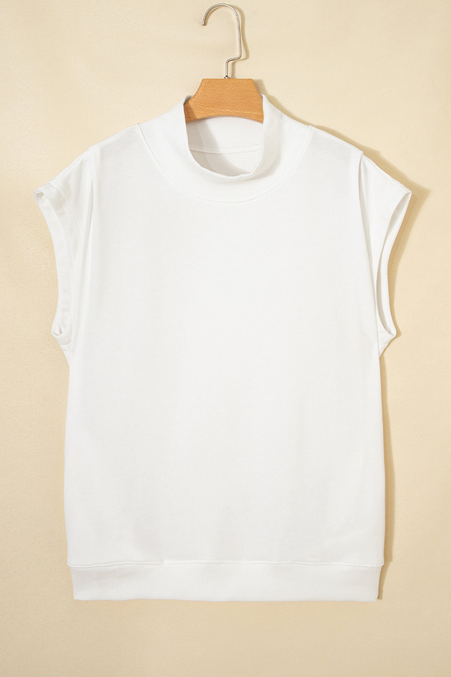 Orange Solid Color High Neck Cap Sleeve Loose Top