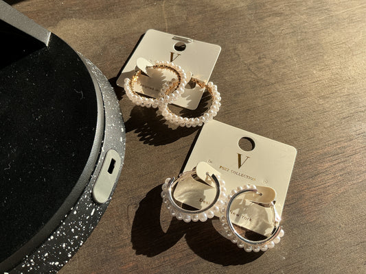 Pearl hoop earrings