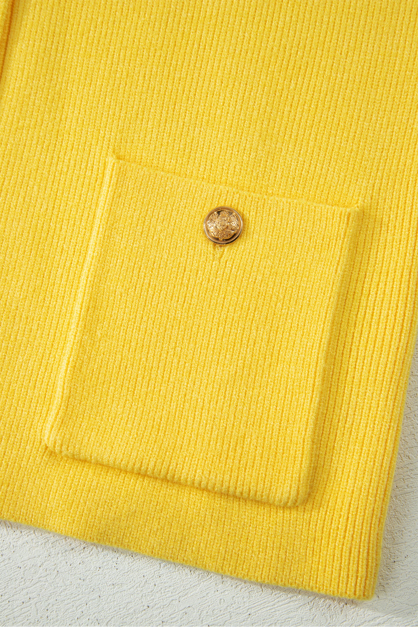 White Solid Color Sleeveless Knit Button Pocketed Sweater