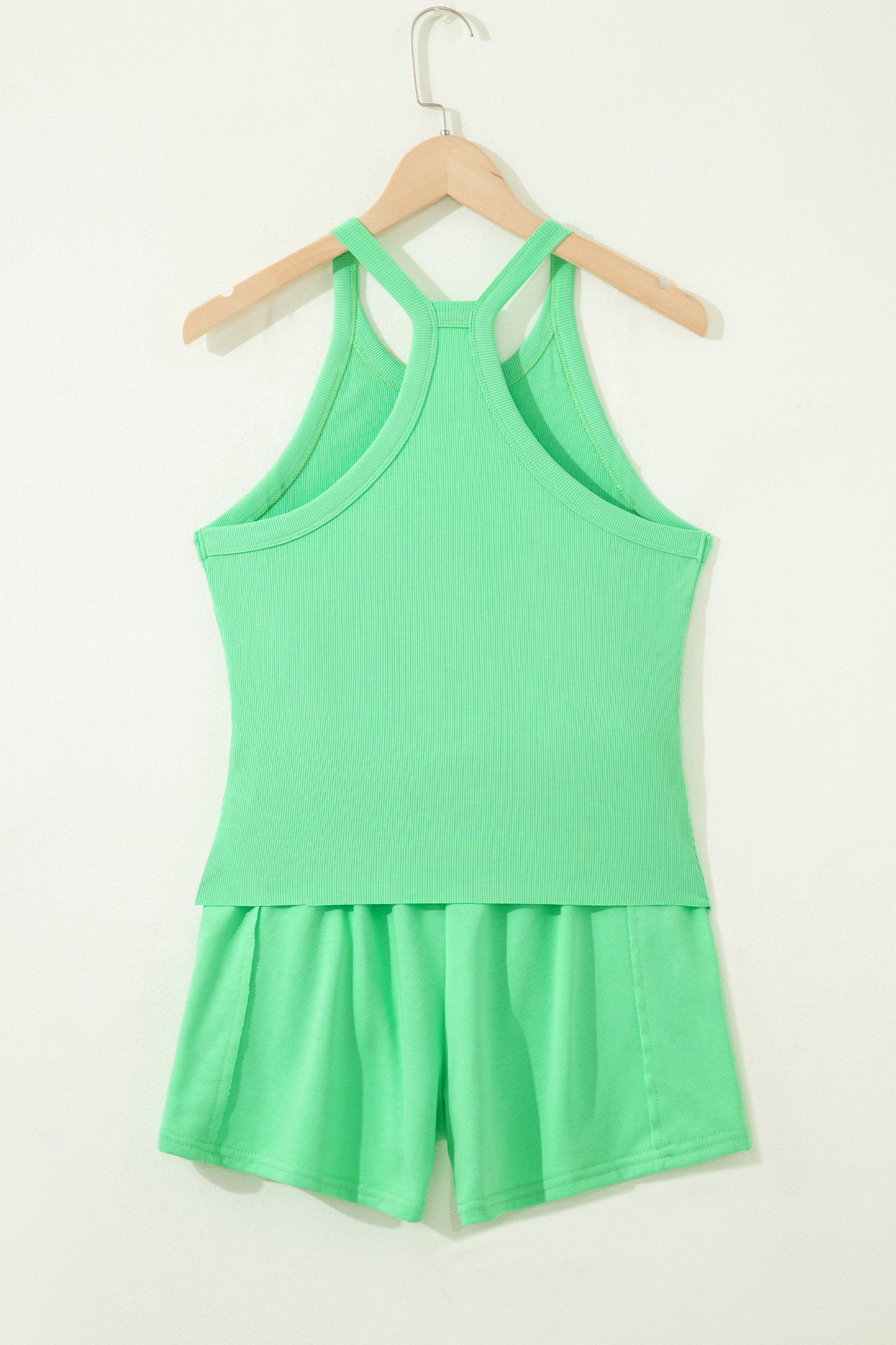 Sachet Pink Slim Tank Top Elastic High Waist Shorts 2pcs Outfit