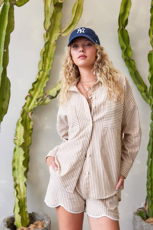 Striped Cotton Shirt Top