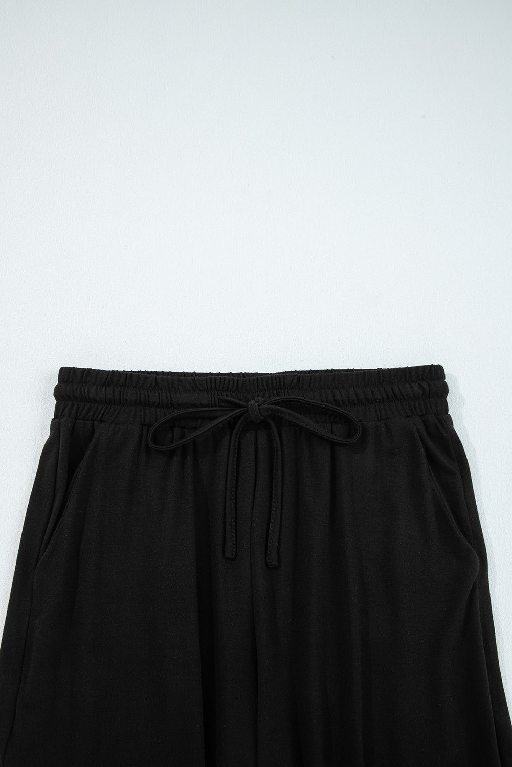 Medium Grey Ruffled Wide Leg Pull On High Waist Pants with Pockets