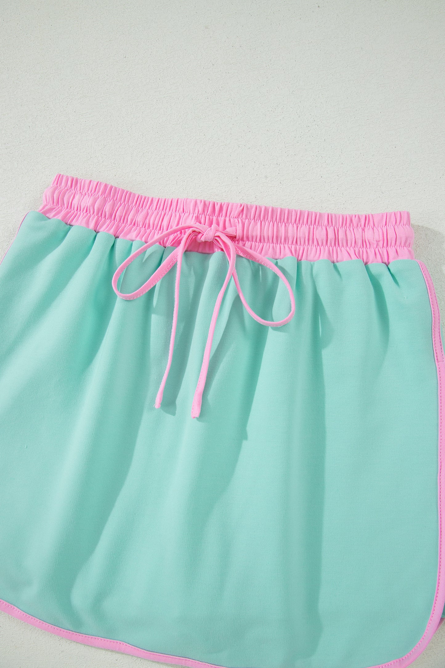 Turquoise Colorblock Edge Drop Shoulder T Shirt and Skort 2Pcs Set