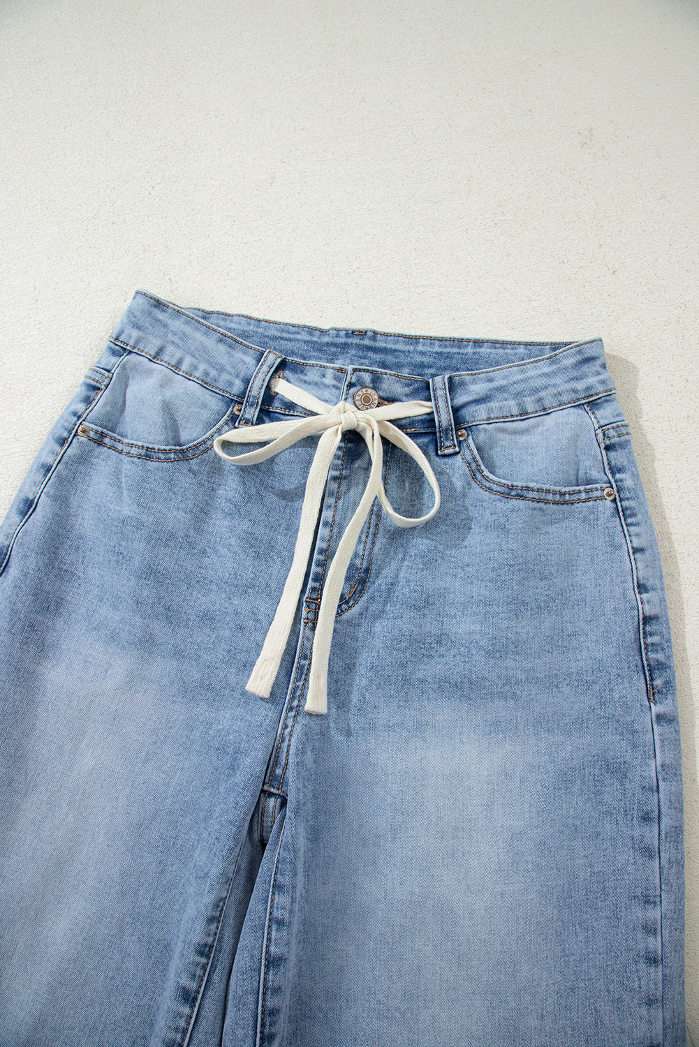 Slit Leg High Rise Drawstring Casual Jeans