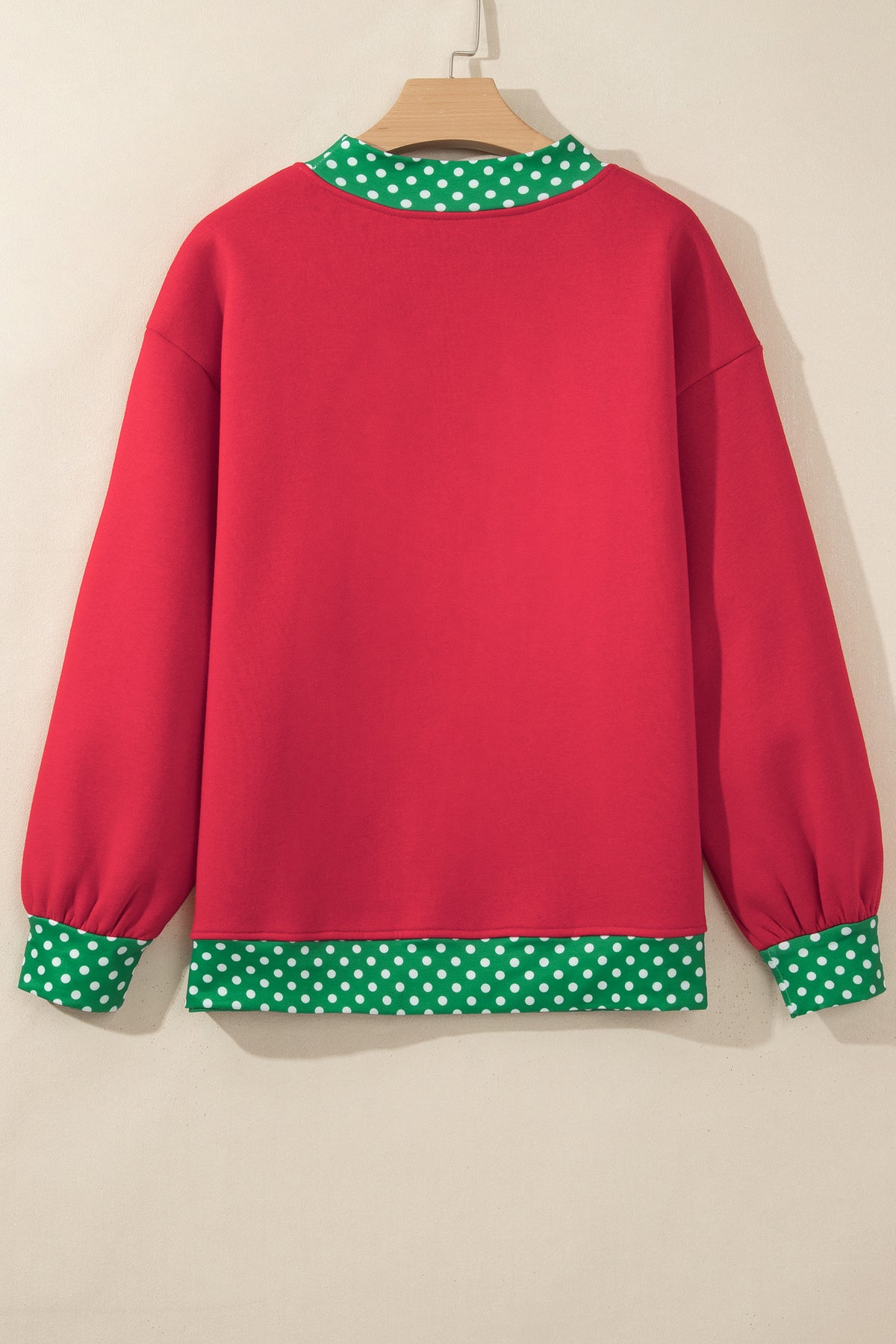 Dark Blue Colorblock Polka Dot Contrast Trim Oversized Sweatshirt