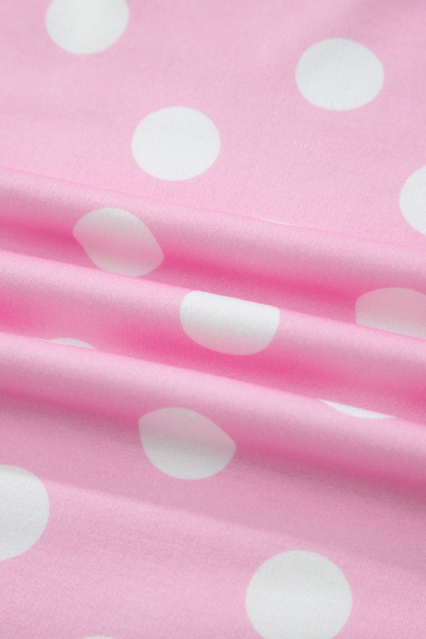 Pink Polka Dot Contrast Edge Casual Short Set