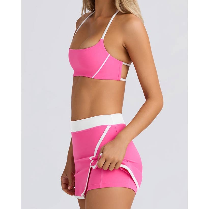 Sports Bra and Skirted Shorts Set: BLACK / M