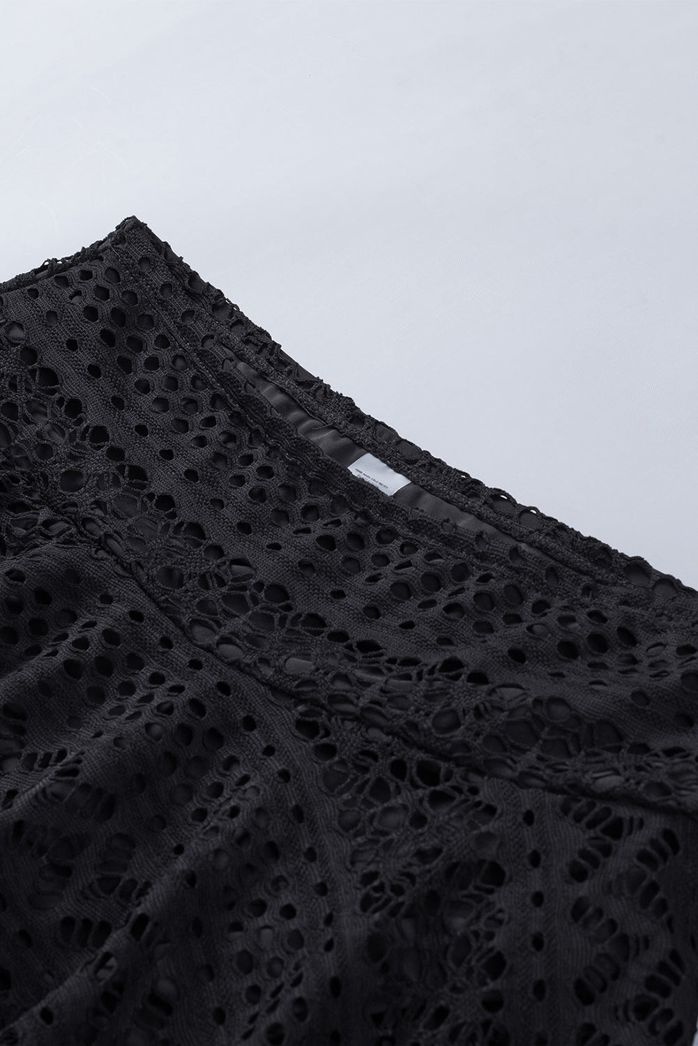 Black Solid Color Crochet Lace Skirted Bikini Bottom