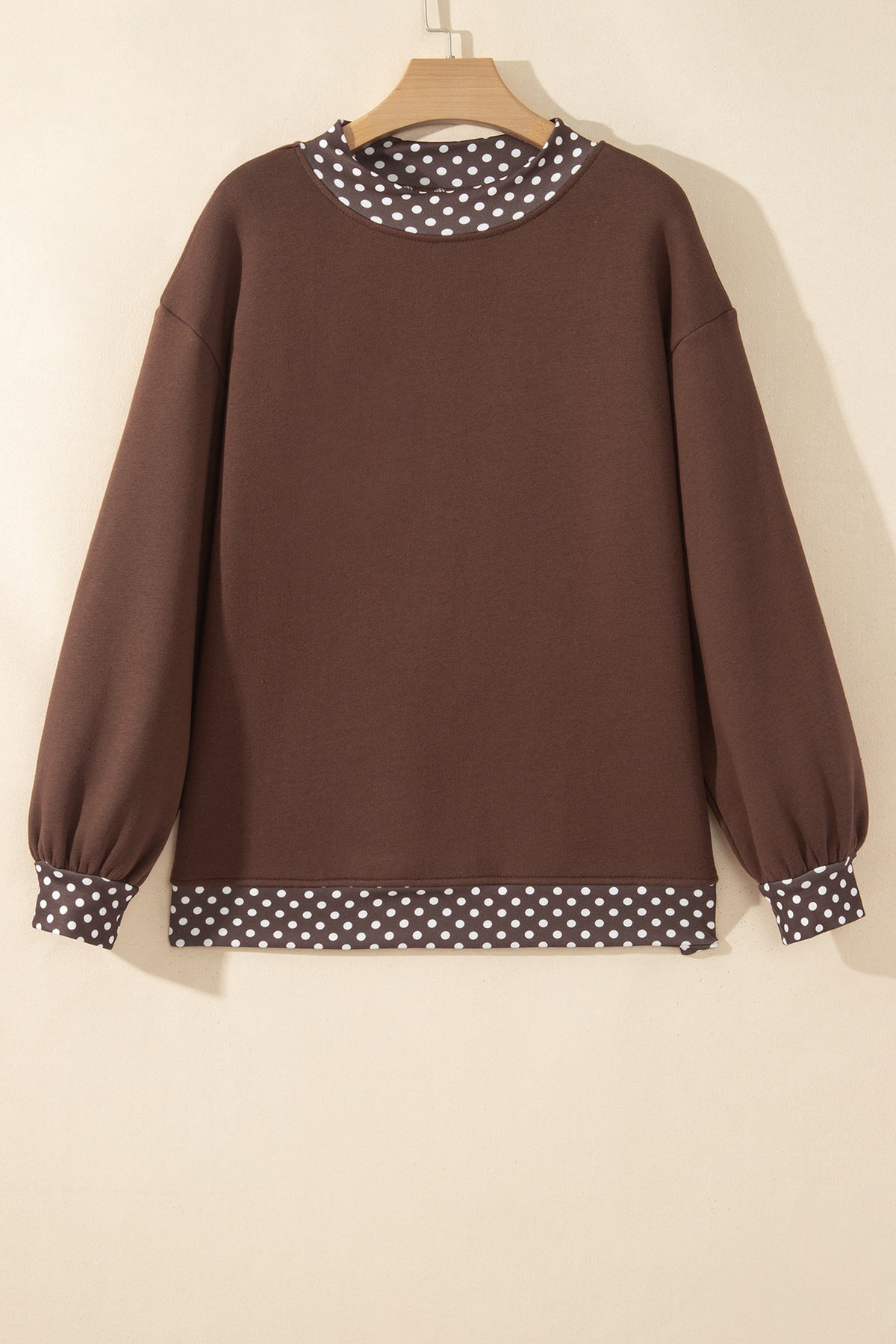 Dark Blue Colorblock Polka Dot Contrast Trim Oversized Sweatshirt