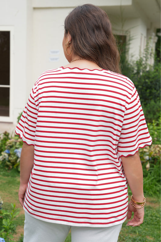 Sweet Strawberry Stripe Top (Plus Size)