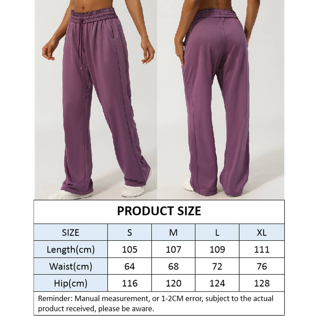 Women Waistband Drawstring Loose Sport Running Sweatpants: Brown / S