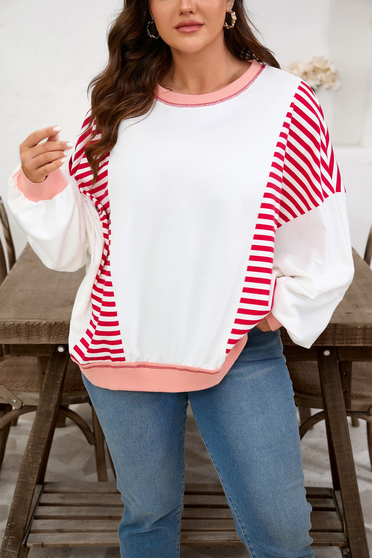 Sweetheart Stripe Pullover (Plus Size)