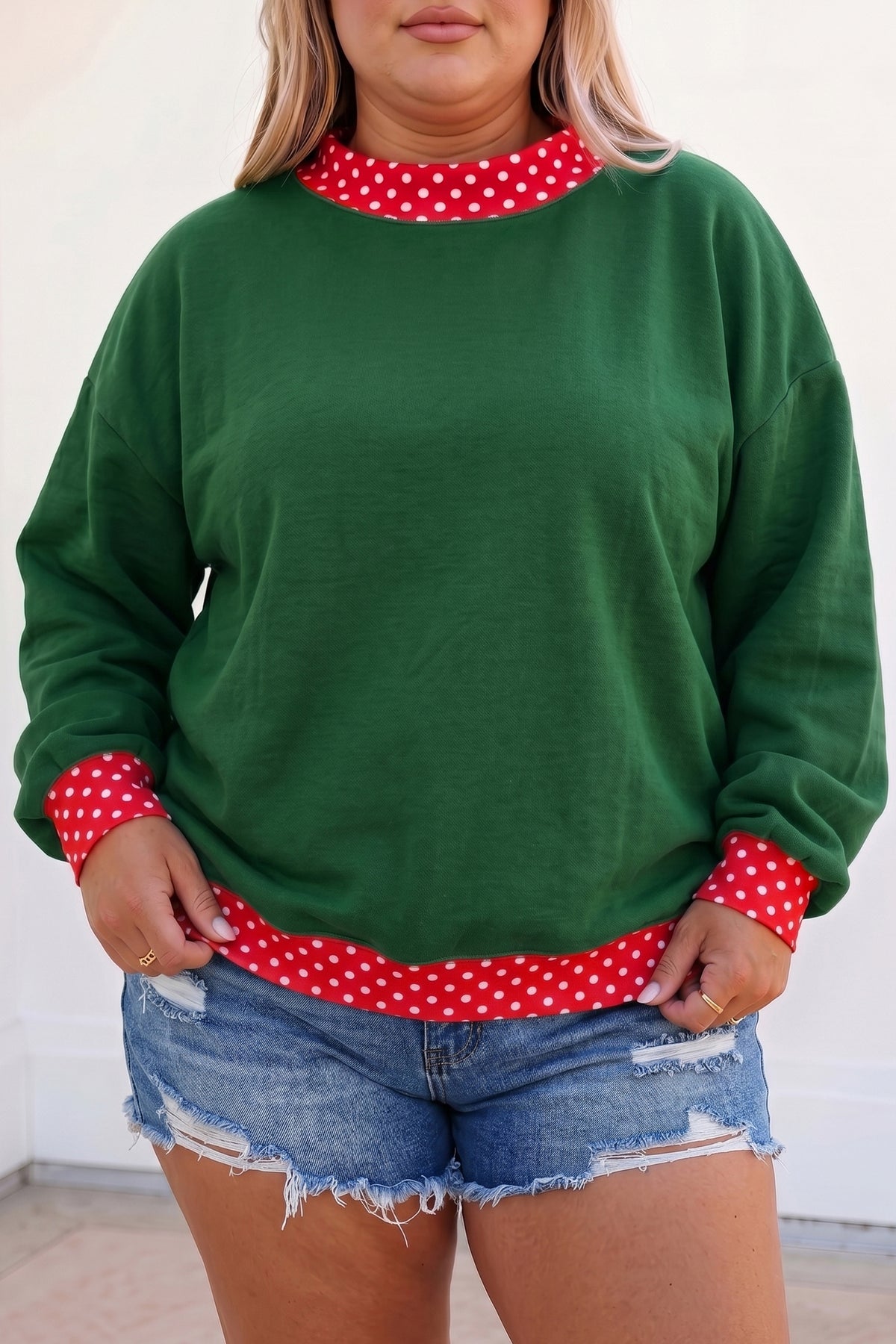 Red Polka Dot Plus Size Sweatshirt