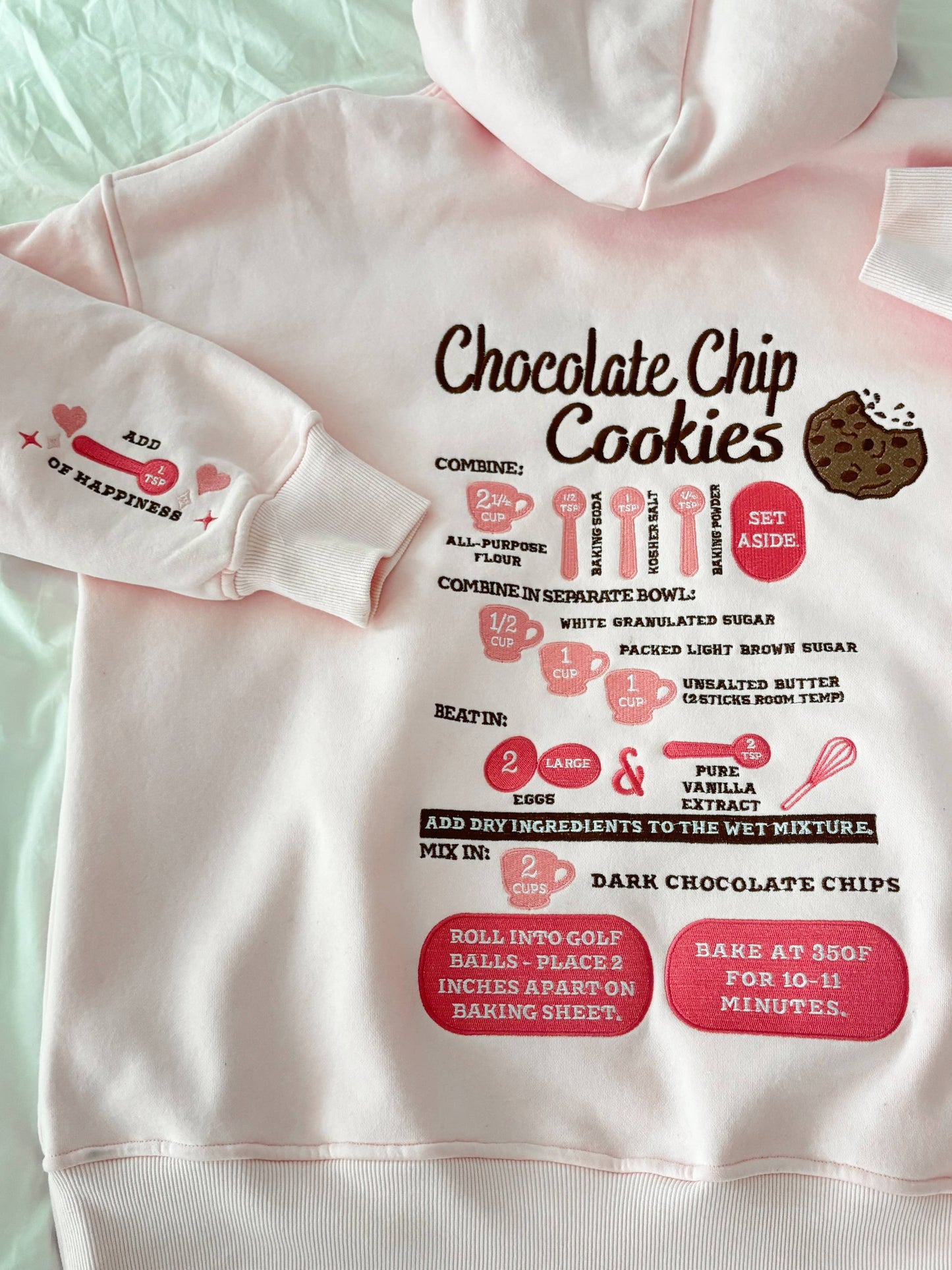 Light Pink Chocolate Chip Cookie Recipe Embroider Hoodie: Light Pink / Medium