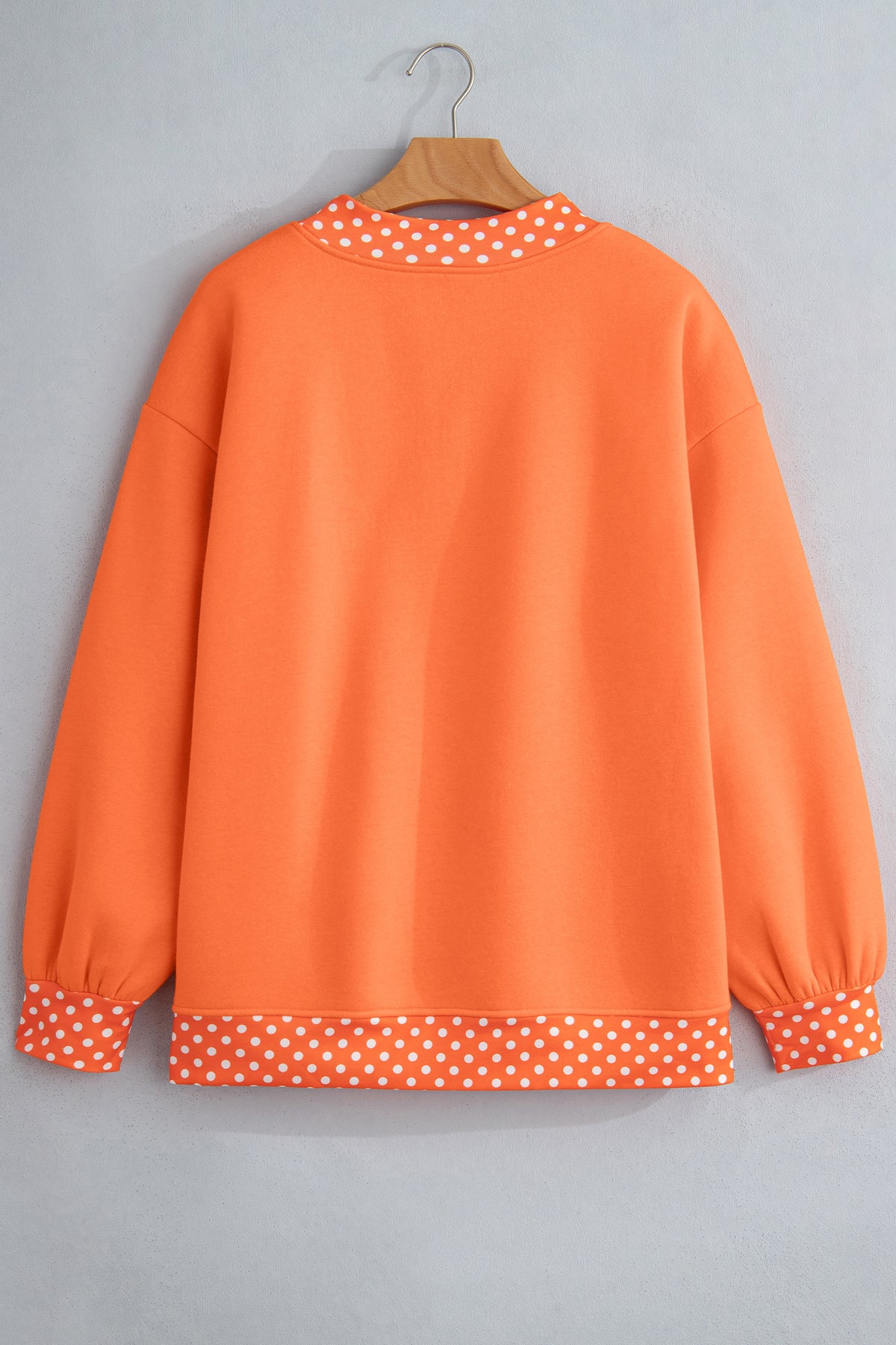 Dark Blue Colorblock Polka Dot Contrast Trim Oversized Sweatshirt