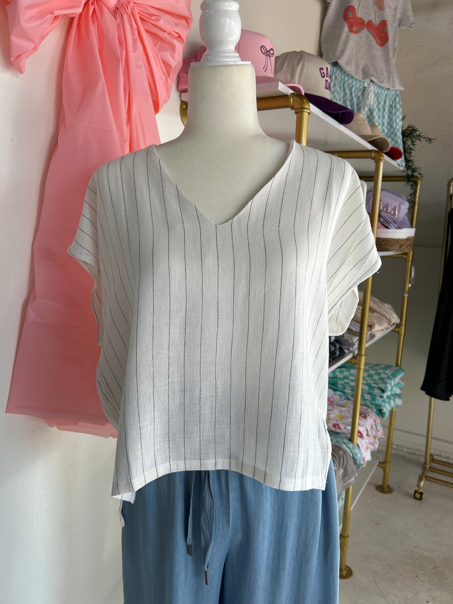 Linen striped top