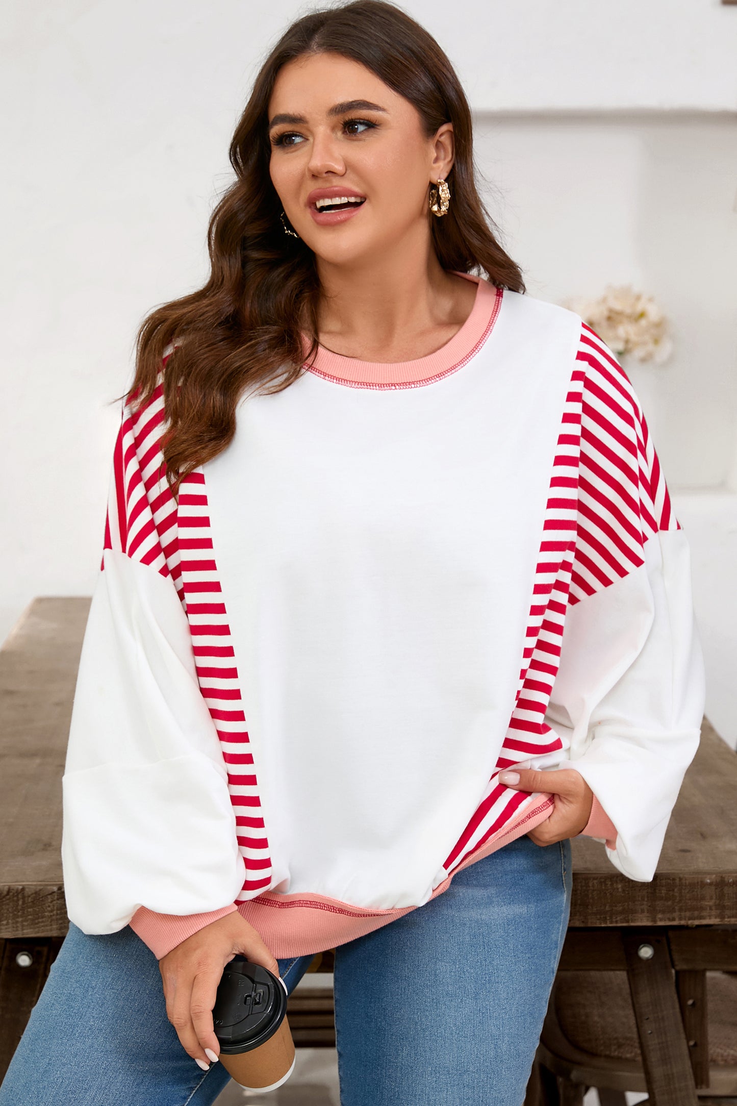 Sweetheart Stripe Pullover (Plus Size)
