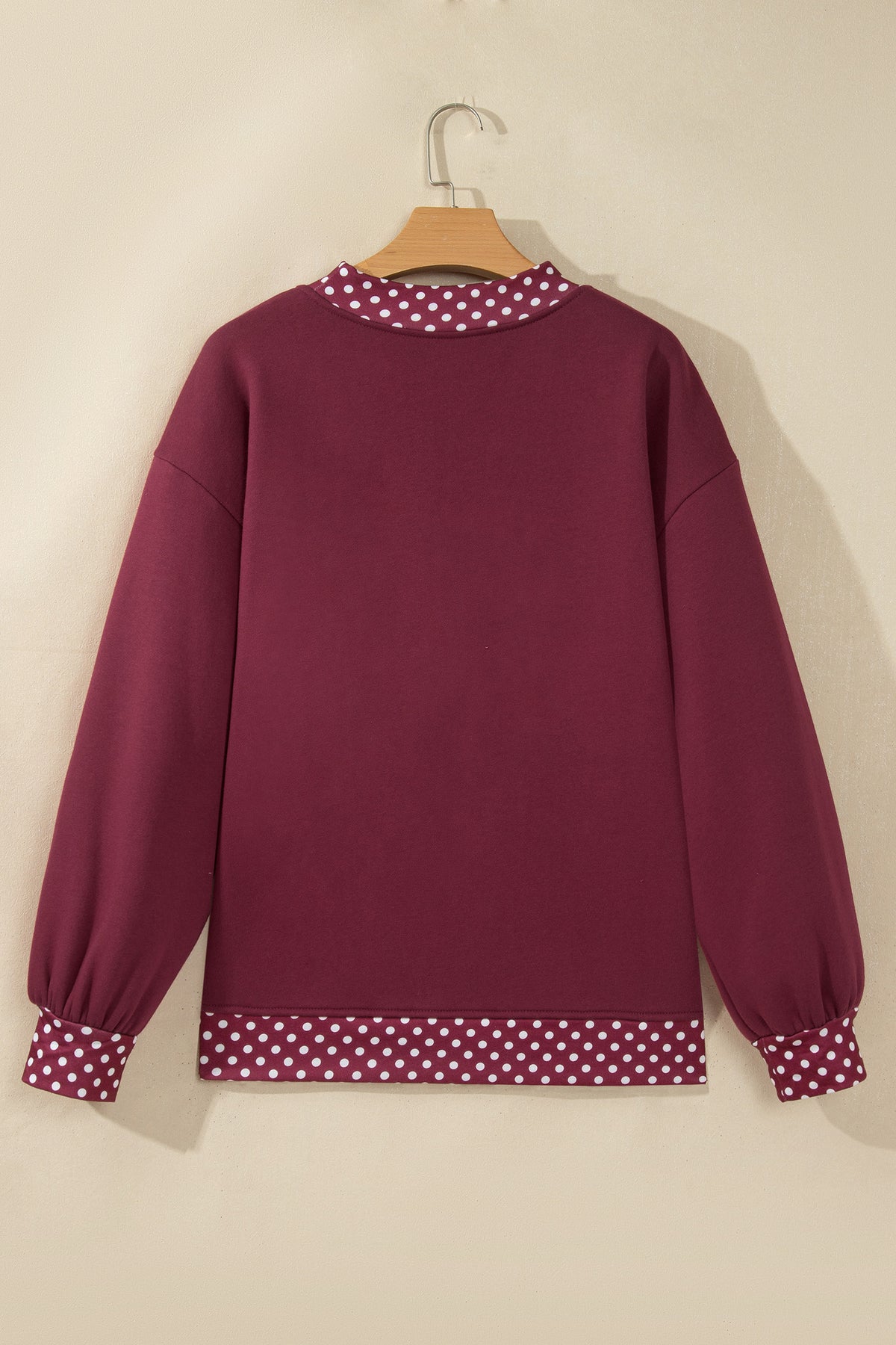 Dark Blue Colorblock Polka Dot Contrast Trim Oversized Sweatshirt