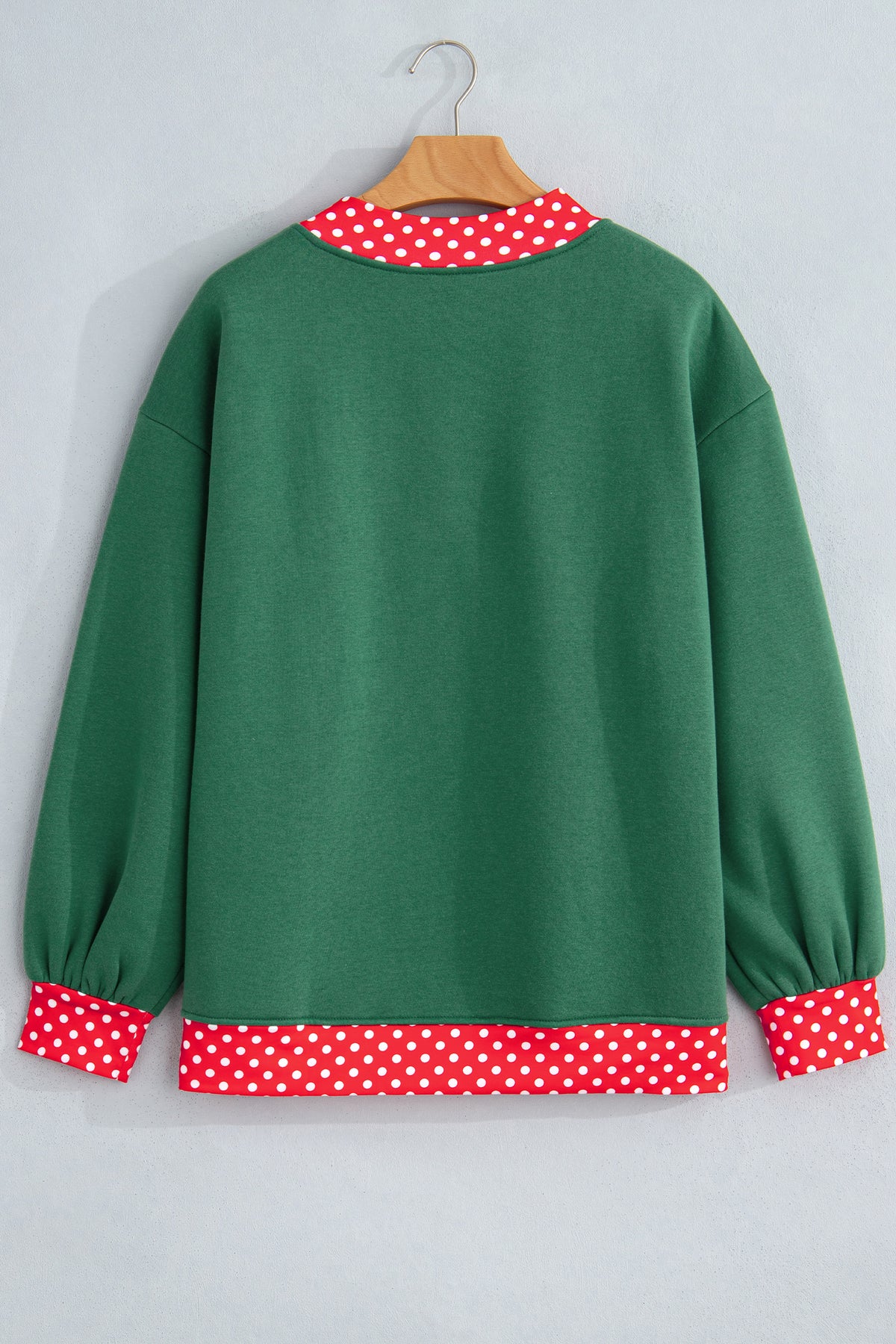 Dark Blue Colorblock Polka Dot Contrast Trim Oversized Sweatshirt