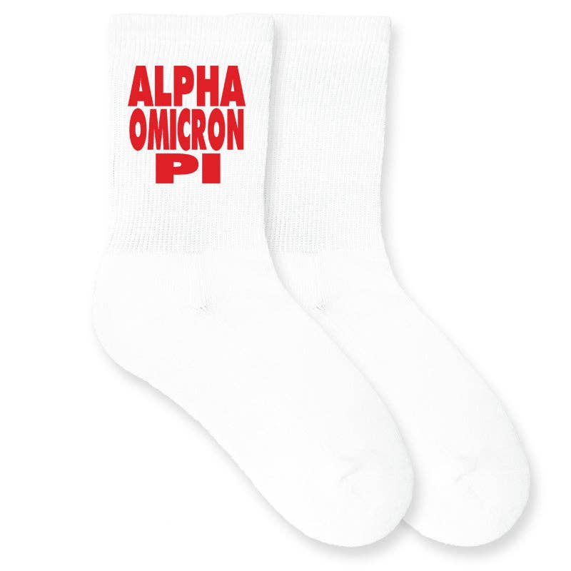 Cotton  Crew Socks Printed in Sorority Name and Color