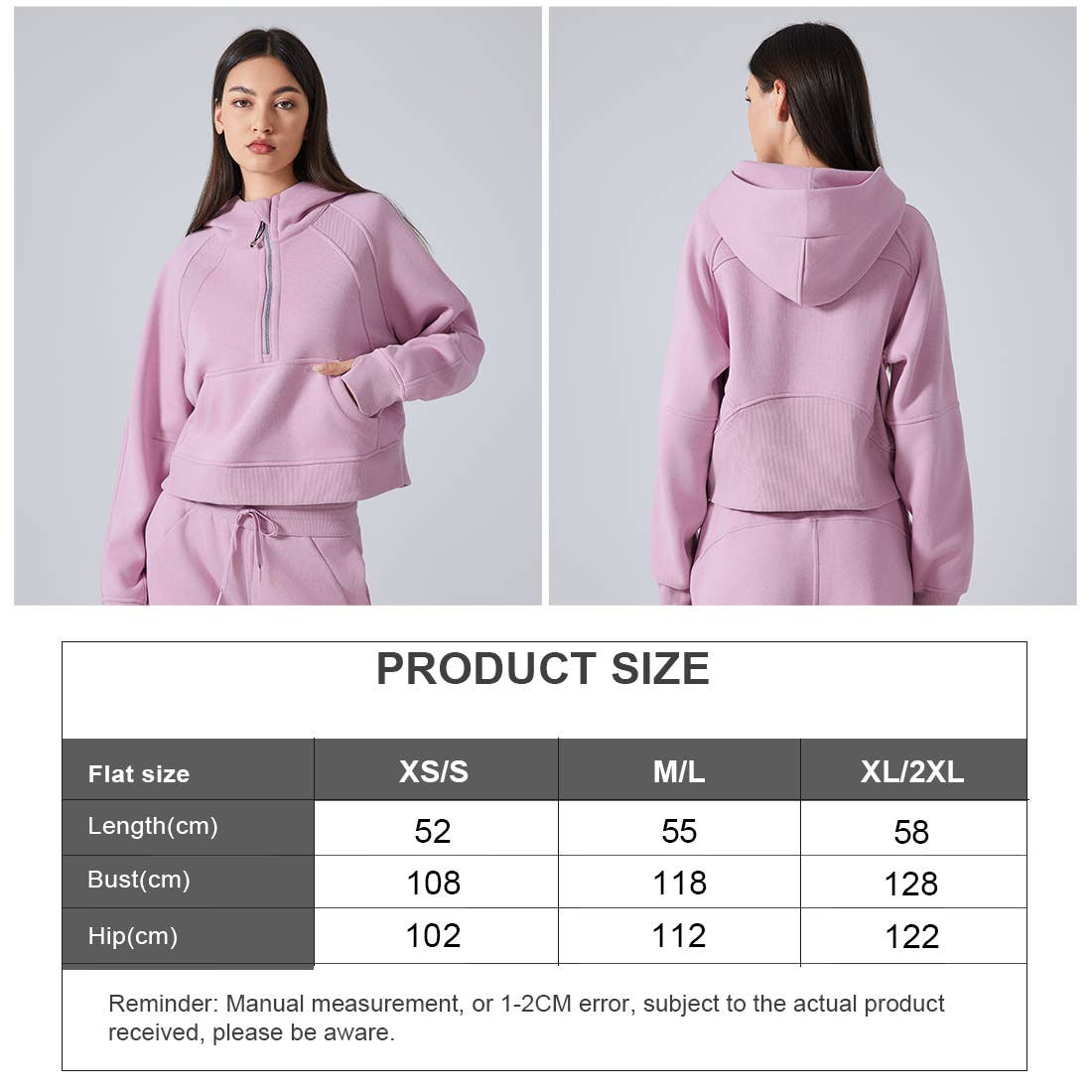 Women Fall Winter Half Zipper Sweatshirt Big Pockets Hoodie : Brown / S