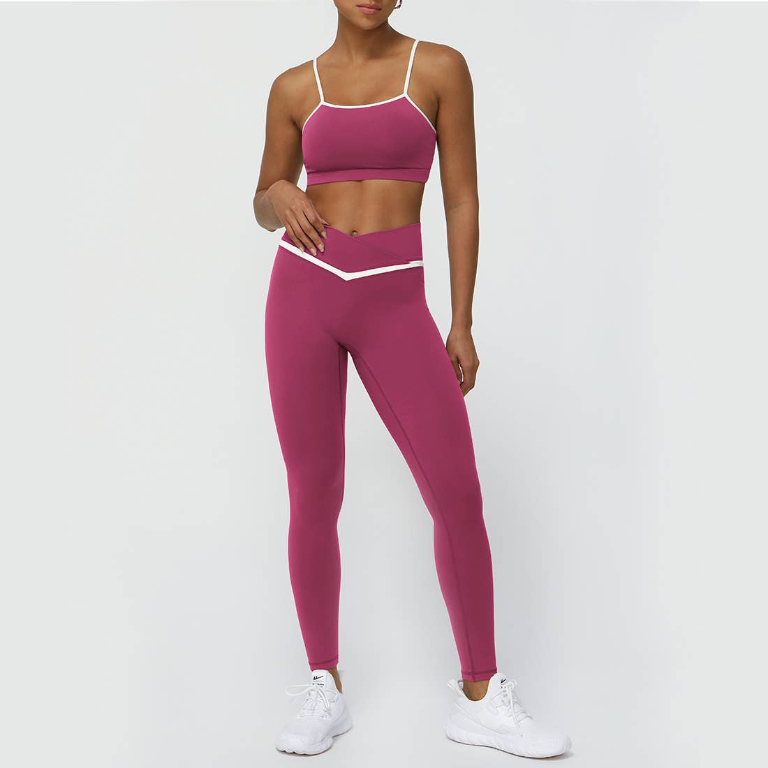 Colorblocked Women Yoga Active Set: Navy Blue / L