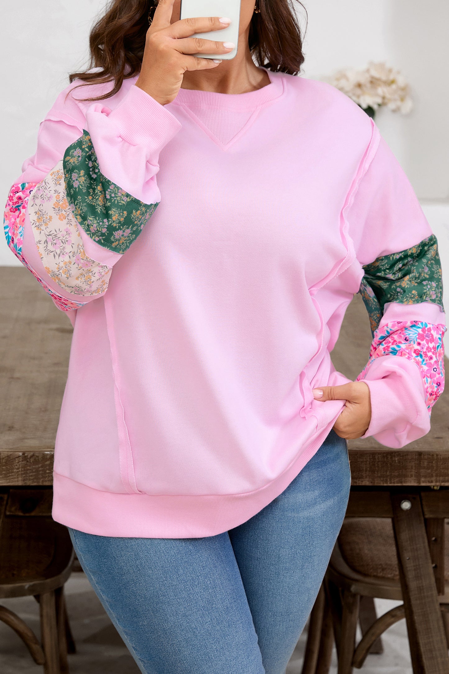 Garden Party Pink Sweatshirt (Plus Size)