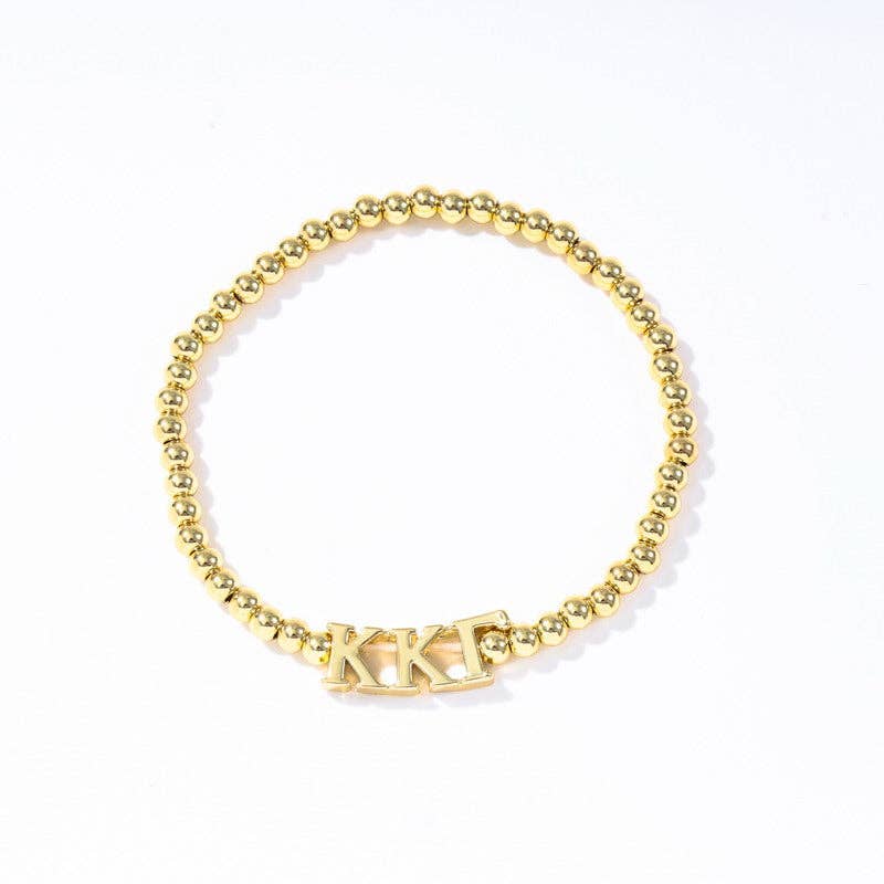 Sorority: Gold Beaded Bracelet with Greek Letters