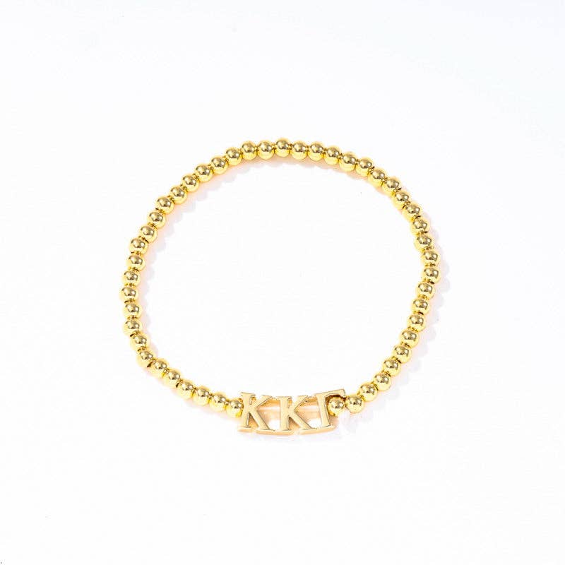 Sorority: Gold Beaded Bracelet with Greek Letters