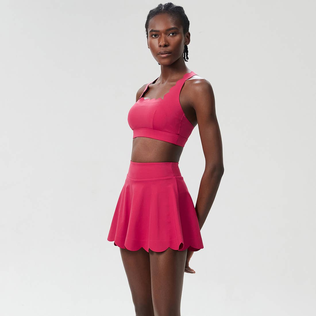 Women Seamless Quick-Dry Set Strappy Bra & A-Line Skirt: Light Purple / L