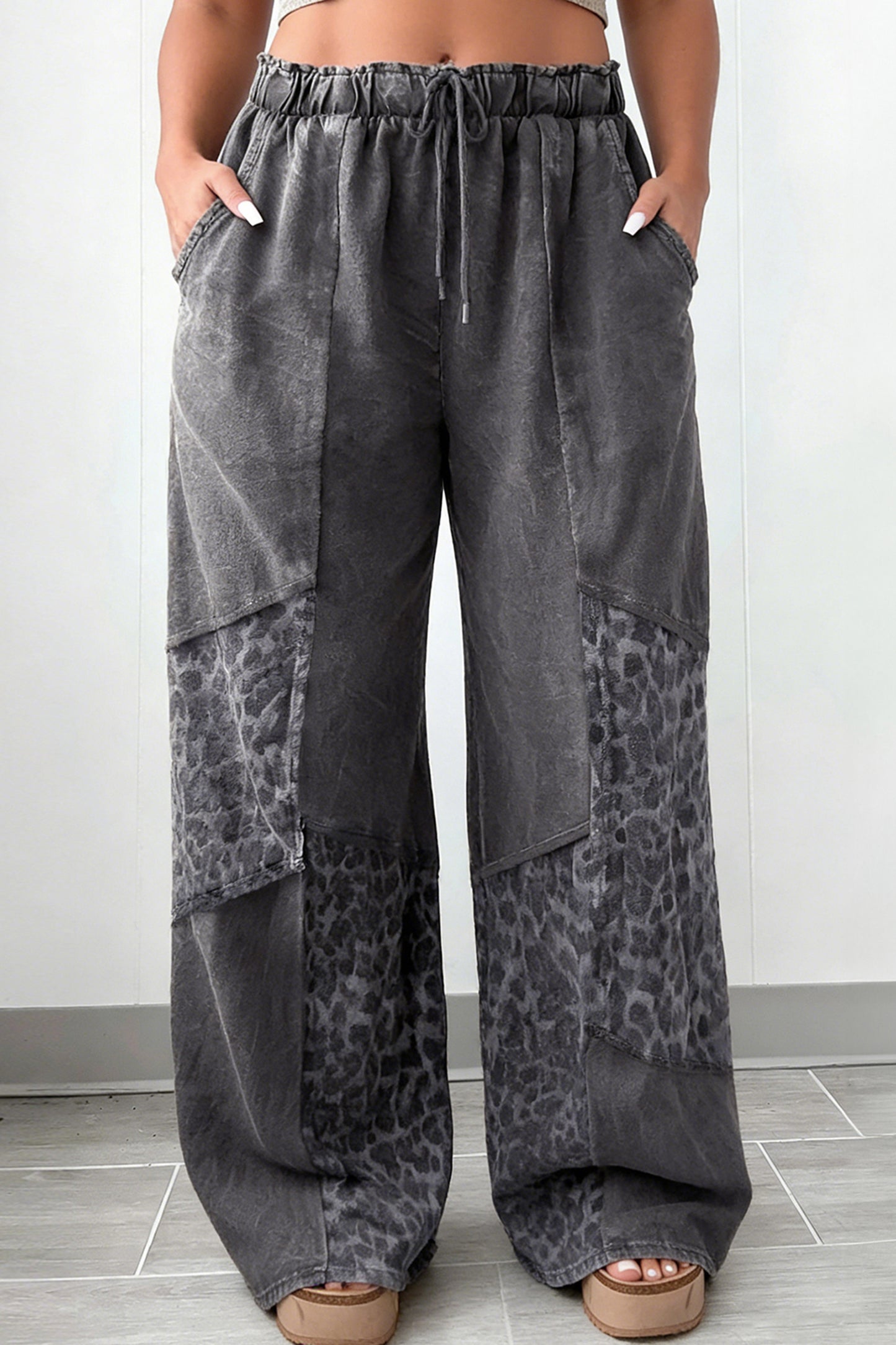 Smokeshow Leopard Patch Pants ( Plus Size )