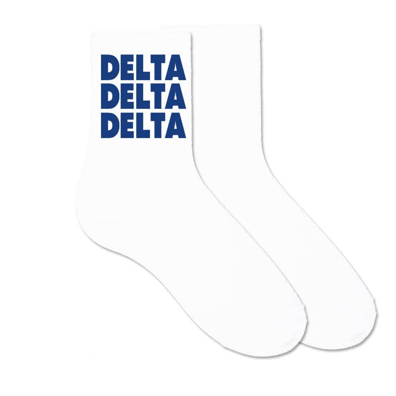 Cotton  Crew Socks Printed in Sorority Name and Color
