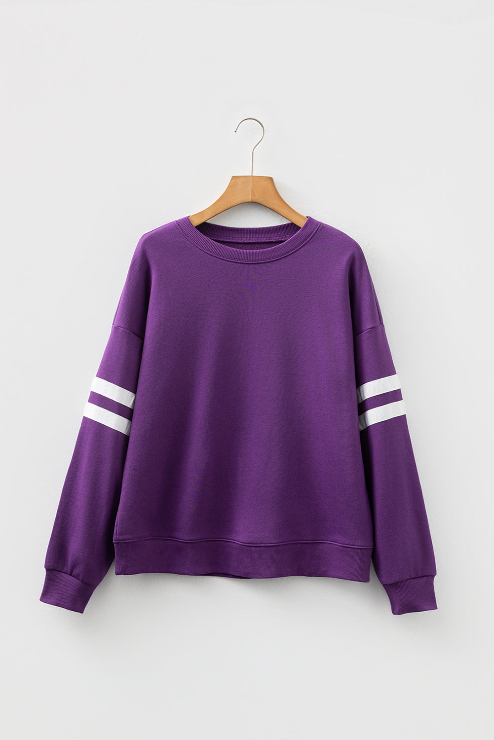 Dark Grey Varsity Striped Detail Drop Shoulder Oversized Sweatshirt