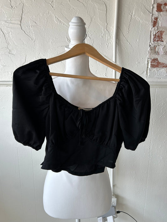 White / Black/ Rose v neck Crop Blouse