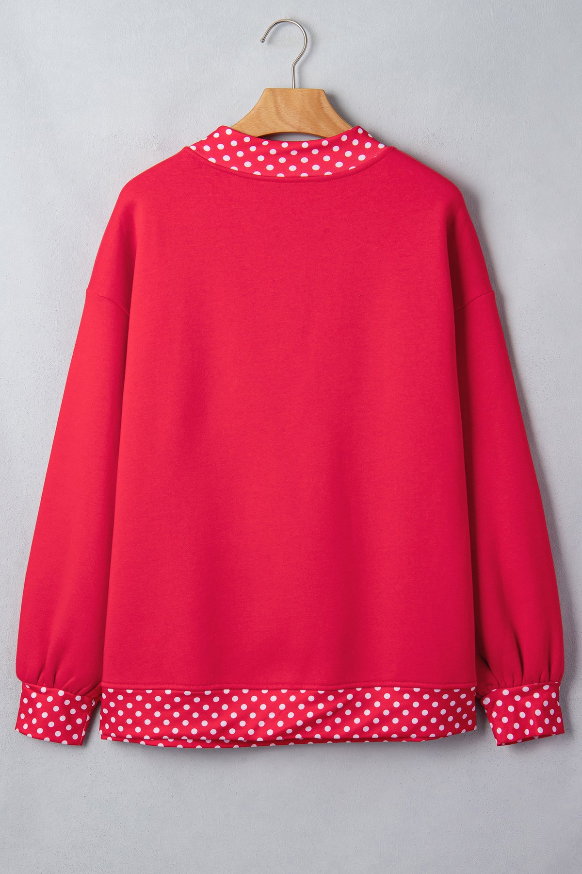 Dark Blue Colorblock Polka Dot Contrast Trim Oversized Sweatshirt
